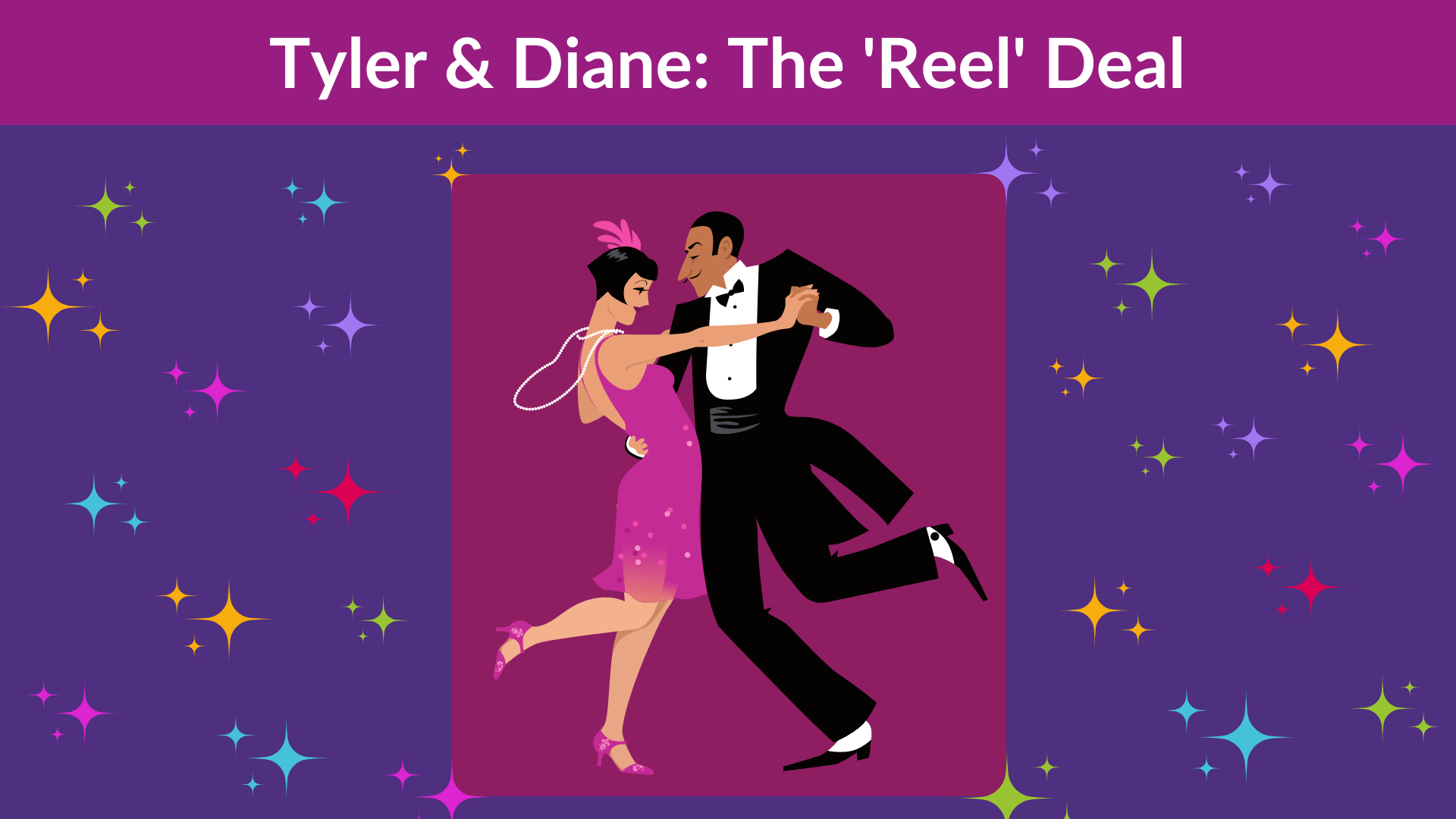 Graphic: A ballroom dancing couple doing a Charleston