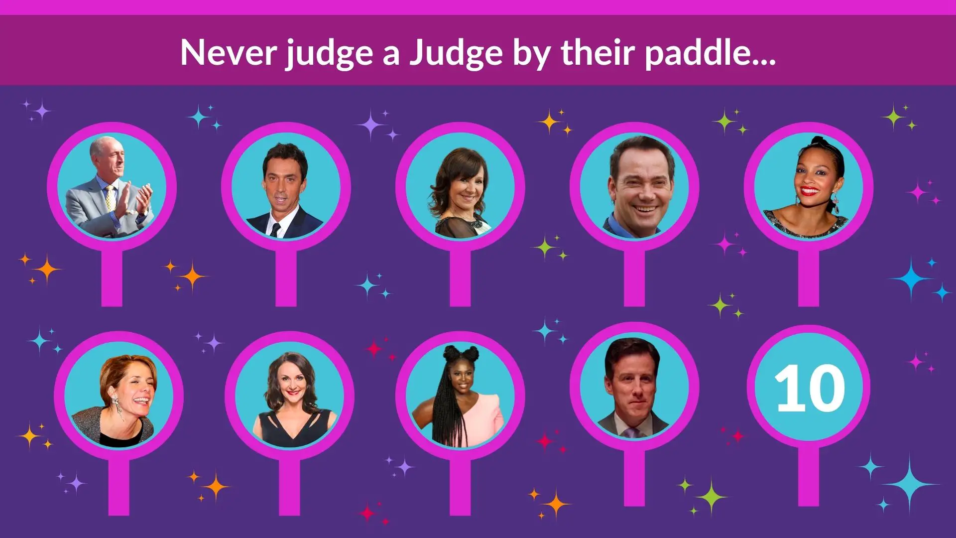 Graphic: Judges faces on scoring paddles